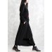 Women black cotton skirt elastic waist asymmetric skirt